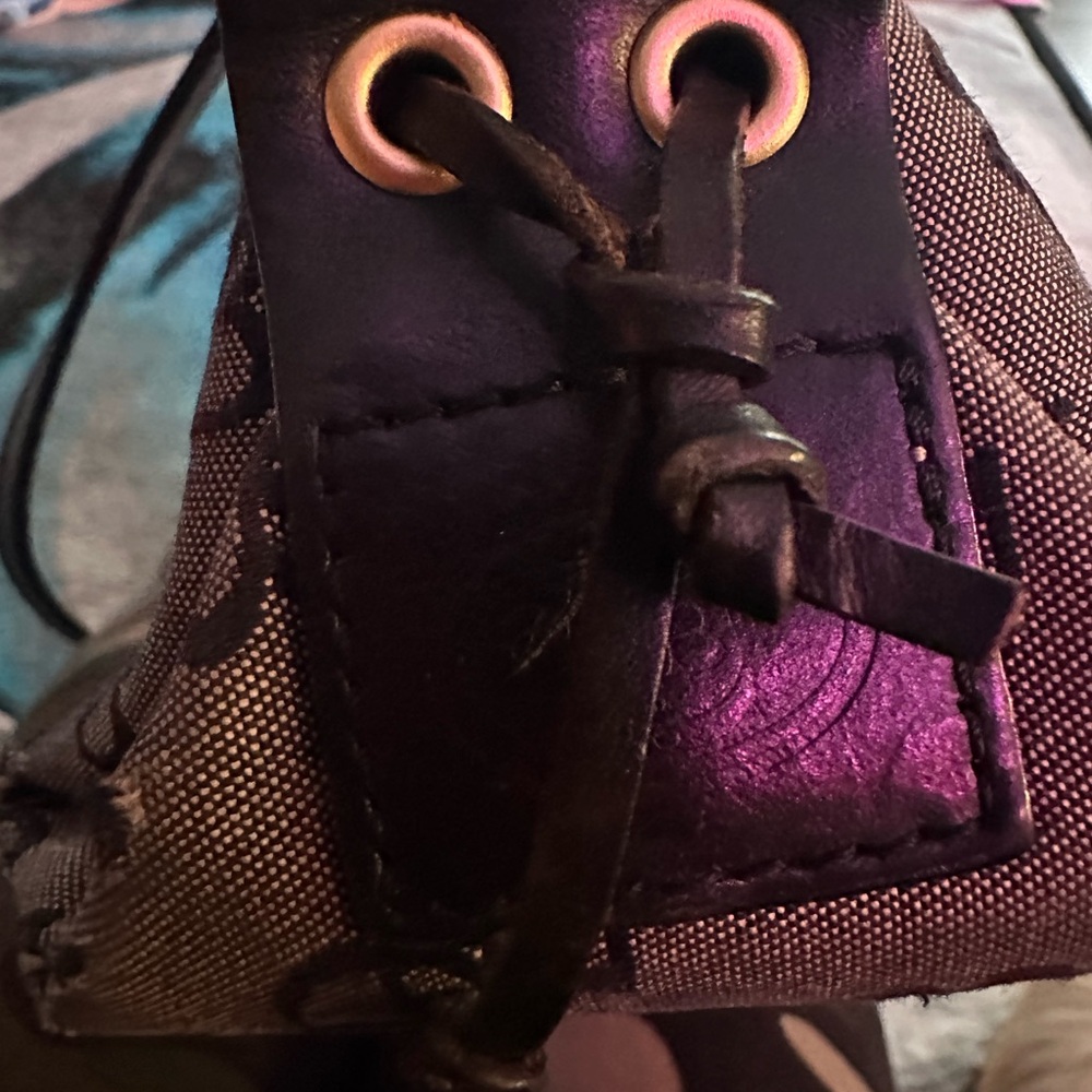 Dooney and Bourke Vintage Signature Monogram Tassel Black Gray Shoulder … - Picture 5 of 16